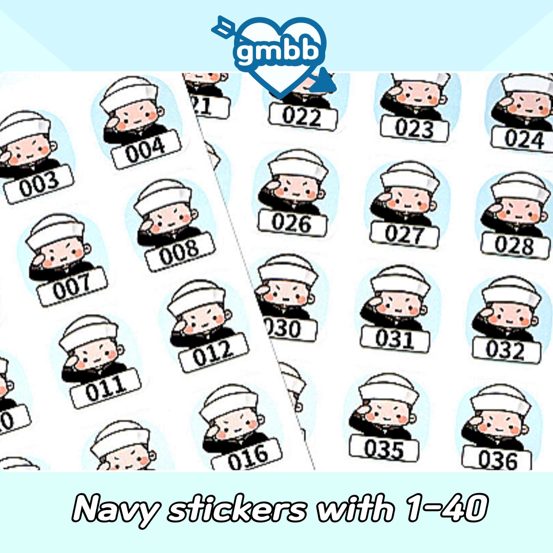 Navy stickers with numbers(1-40)