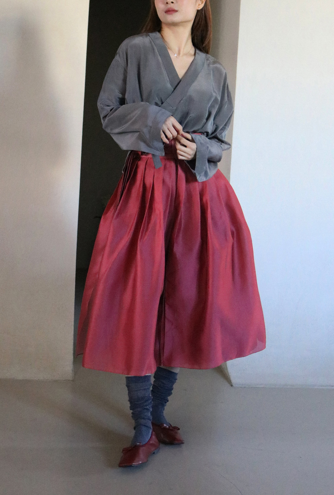 Hanok Hanbok split skirt dried camellia rose color | idus