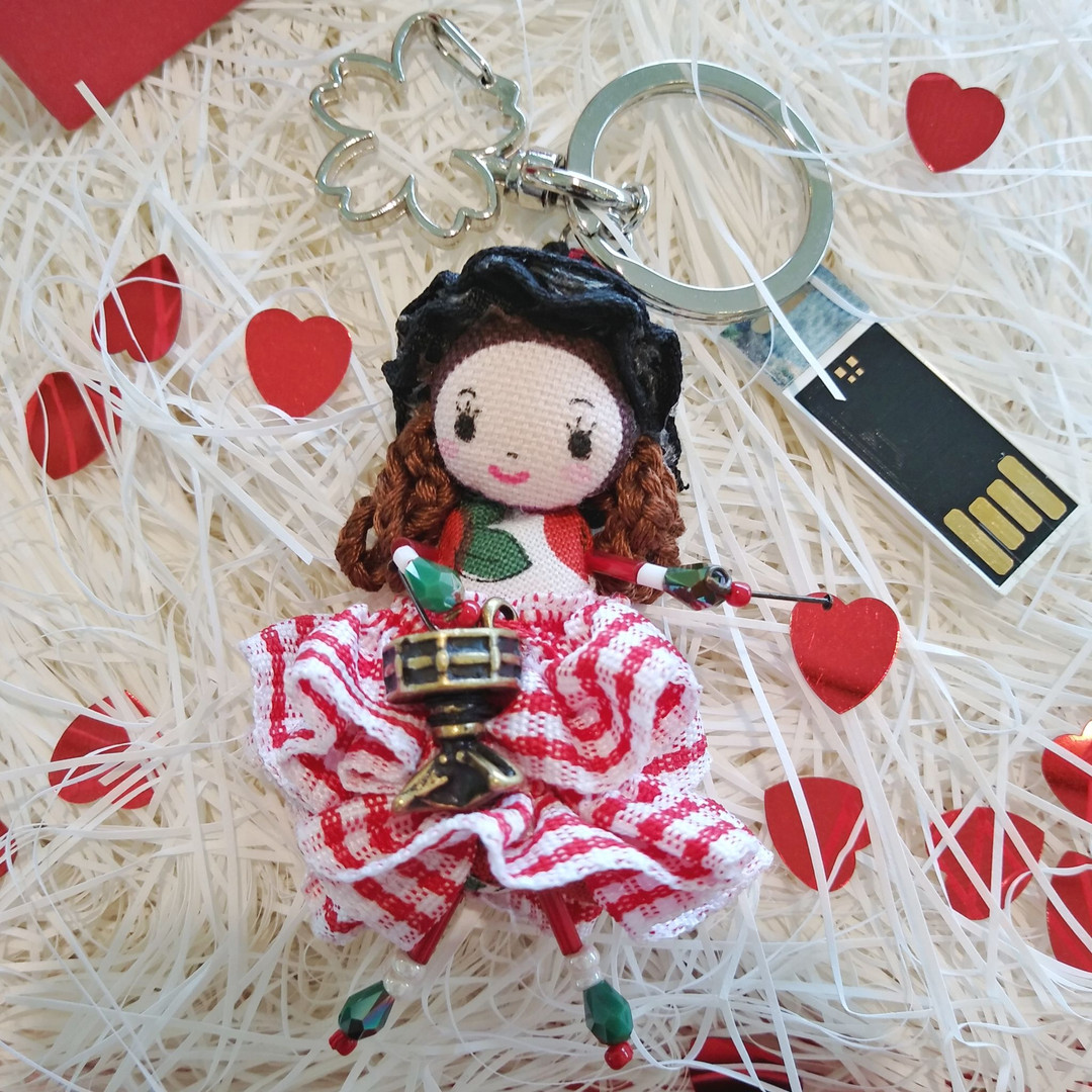 Lovely drummer keyring (handmade)