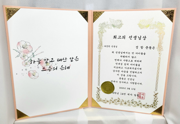 선생님상장 상장제작 스승의날 감사장 만들기 소량제작 | 아이디어스