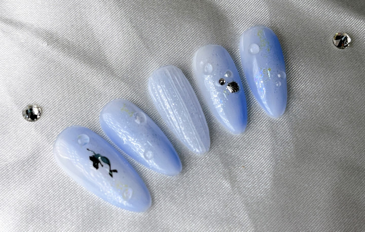 여름느낌 💙 인어공주님 레츠고!!! ✨요즘유행인 글라스네일 포인트 따악!!!