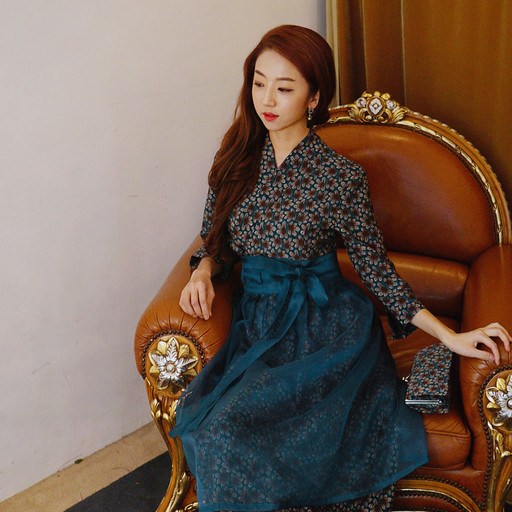 [블랙프라이데이할인]생활한복 마랑플라워 철릭원피스 청록 | 아이디어스 [블랙프라이데이할인]생활한복 마랑플라워 철릭원피스 청록