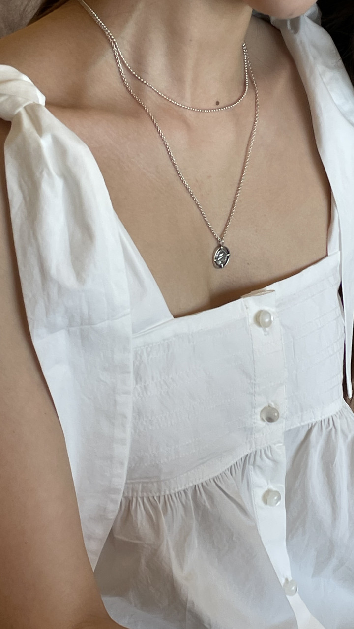 925 실버 유화 코인 팬던트 롱 체인 목걸이 | 아이디어스