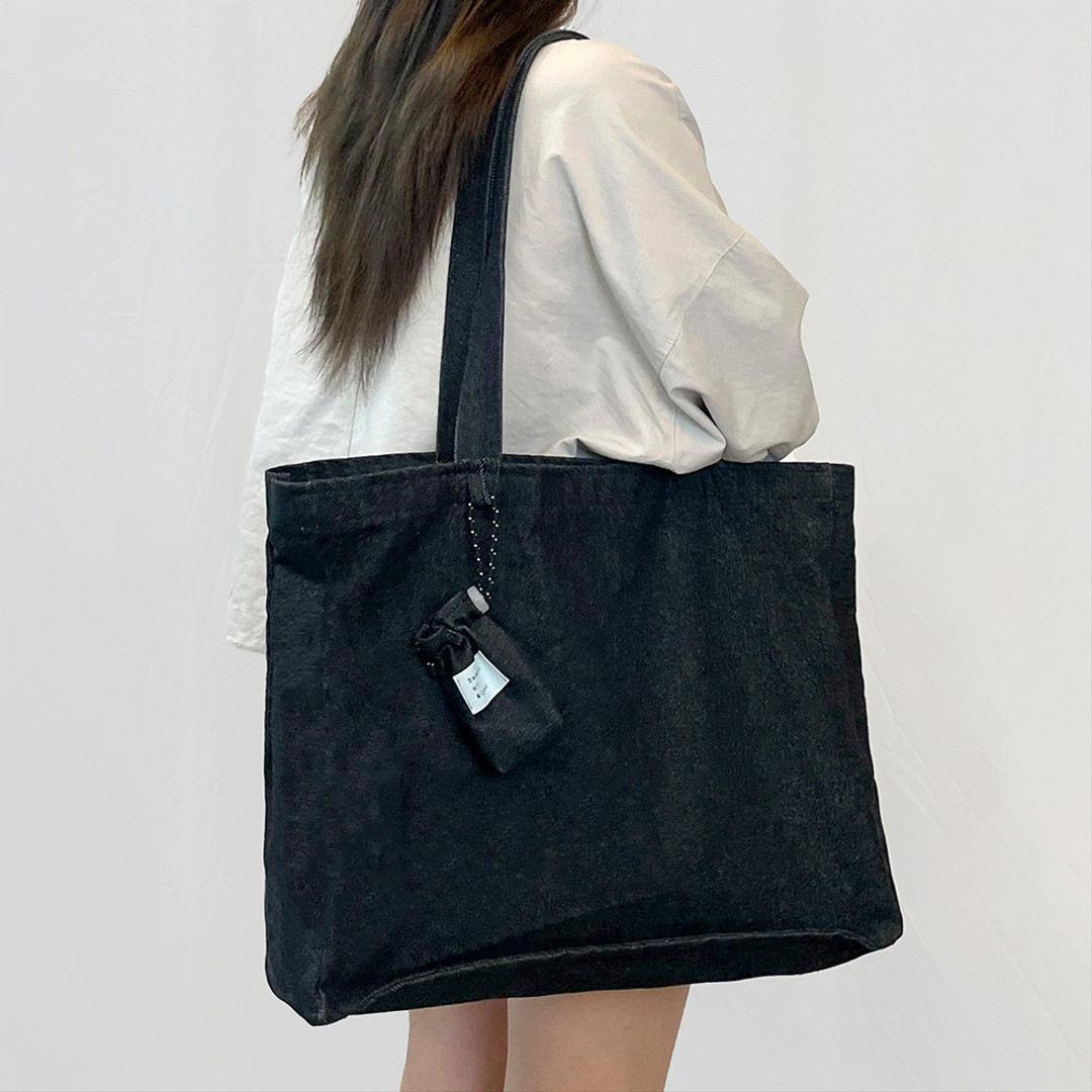 (Daily Recommendation)denim tote bag Eco bag Pouch included bag Charm