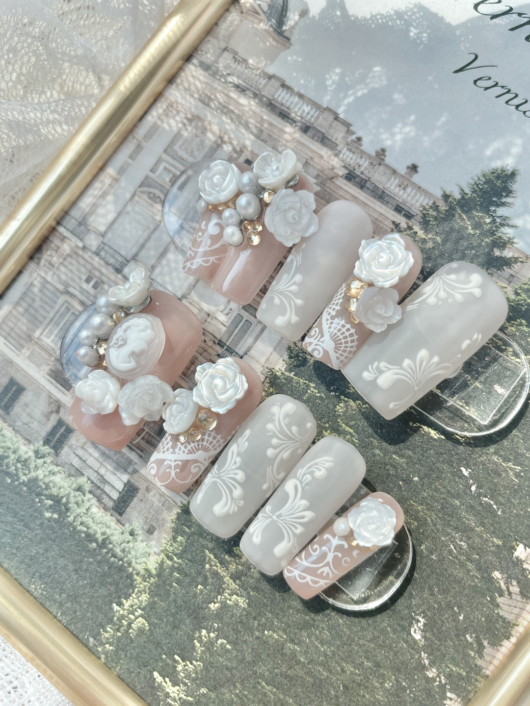 [Hand made nails] Fleurs blanches