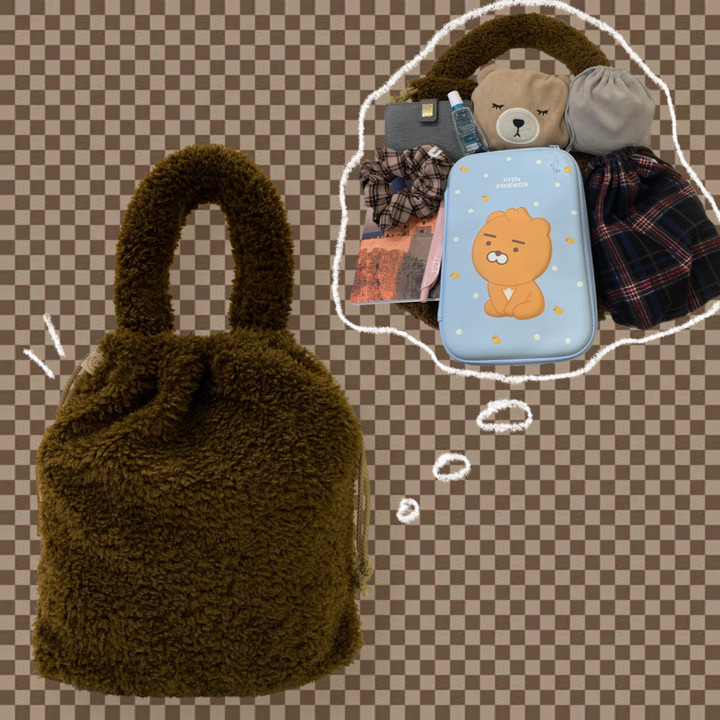 [익일배송] 🧸테디 뽀글이 복조리백ㅣ뽀글이 가방 | 아이디어스
