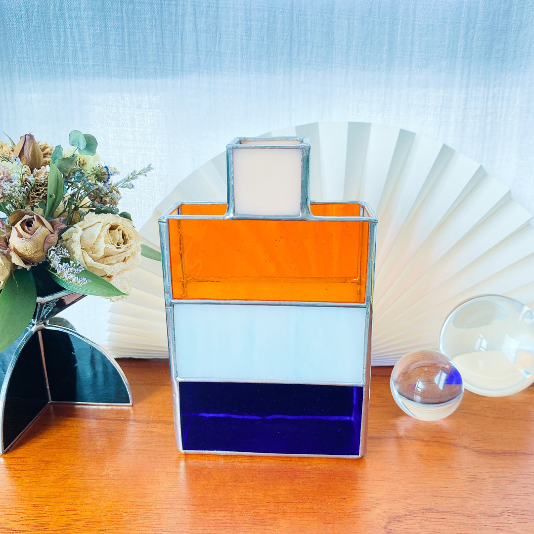 Stained glass square vase