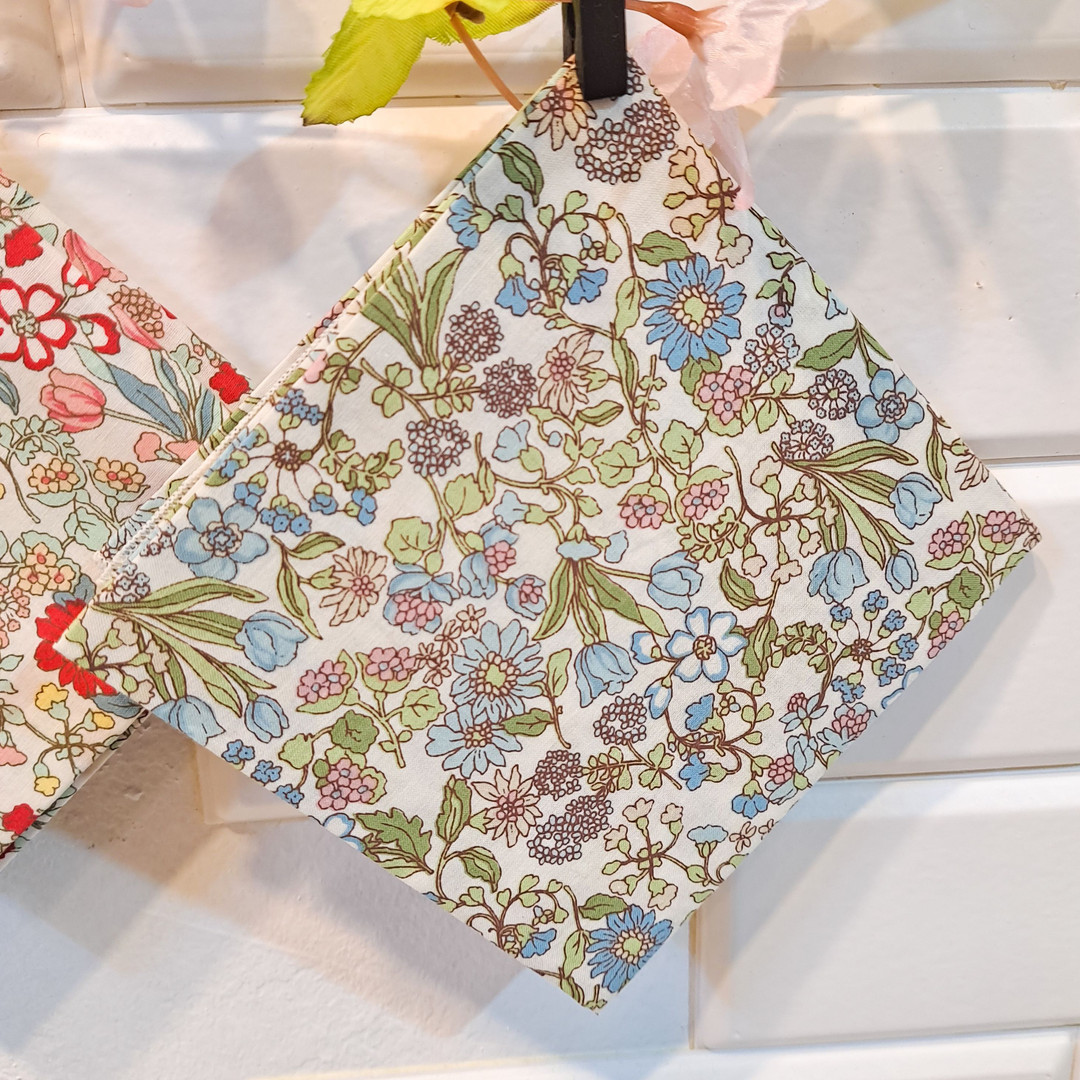 [Delicate Floral] 🩷 (1+1) Subtle Small Floral Cotton Voile Handkerchief ...