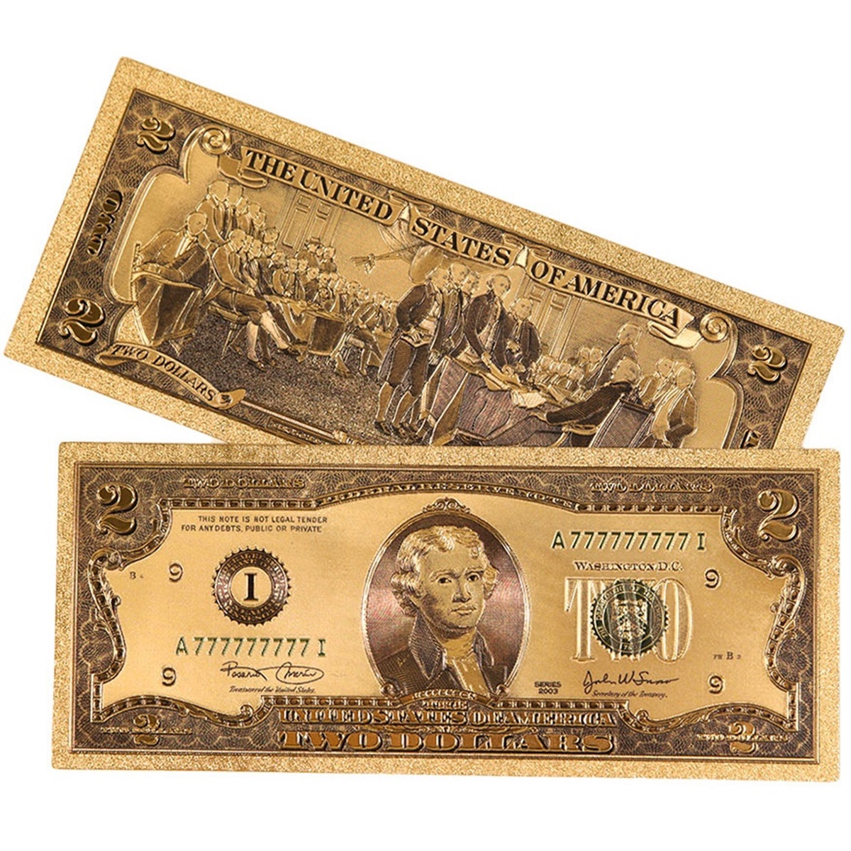 1+1 황금 골드 금박 금 지폐 돈 행운의2달러 선물 | 아이디어스