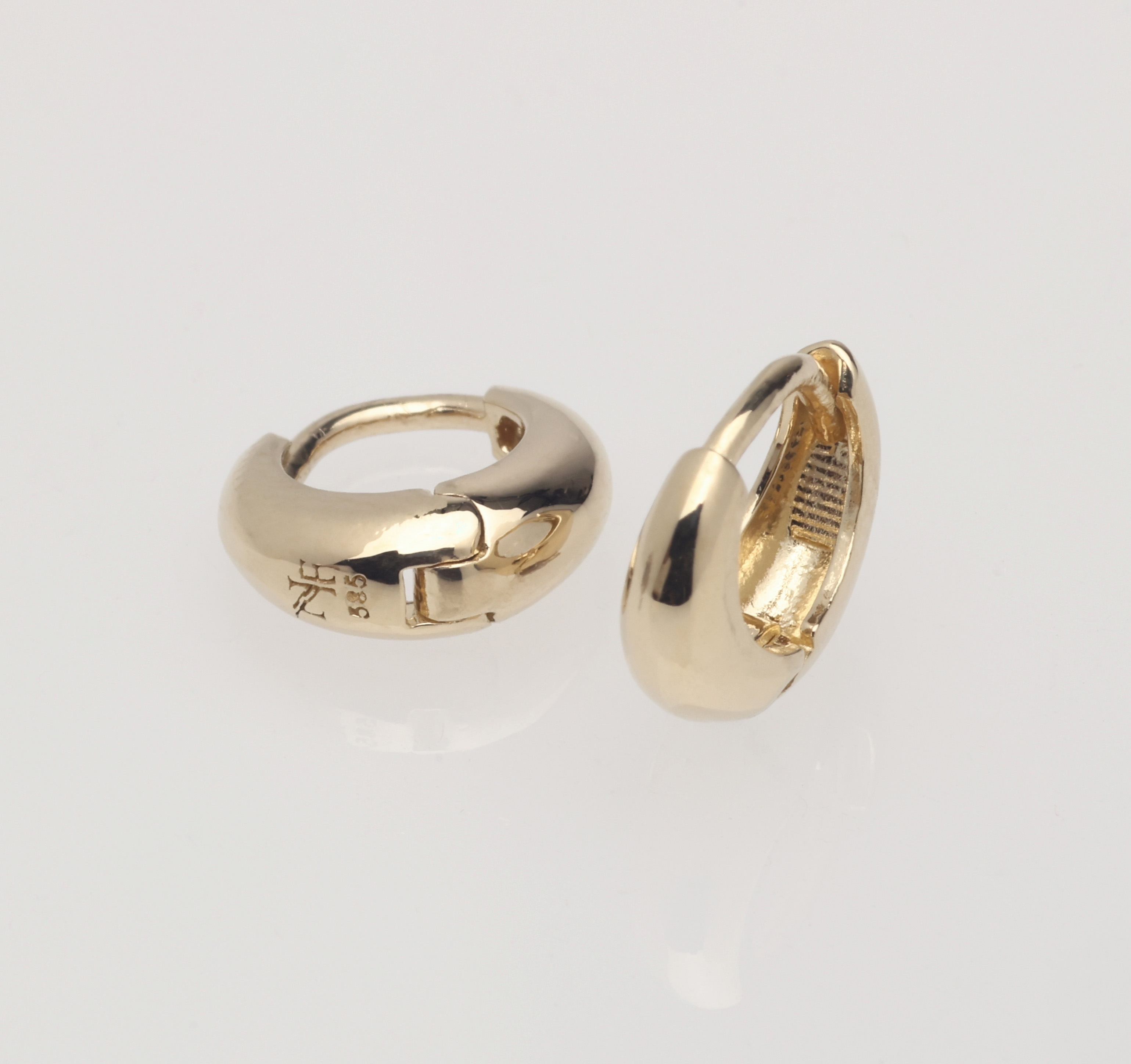 14k 골드 통통 볼륨 라운드 원터치 링 귀걸이 | 아이디어스