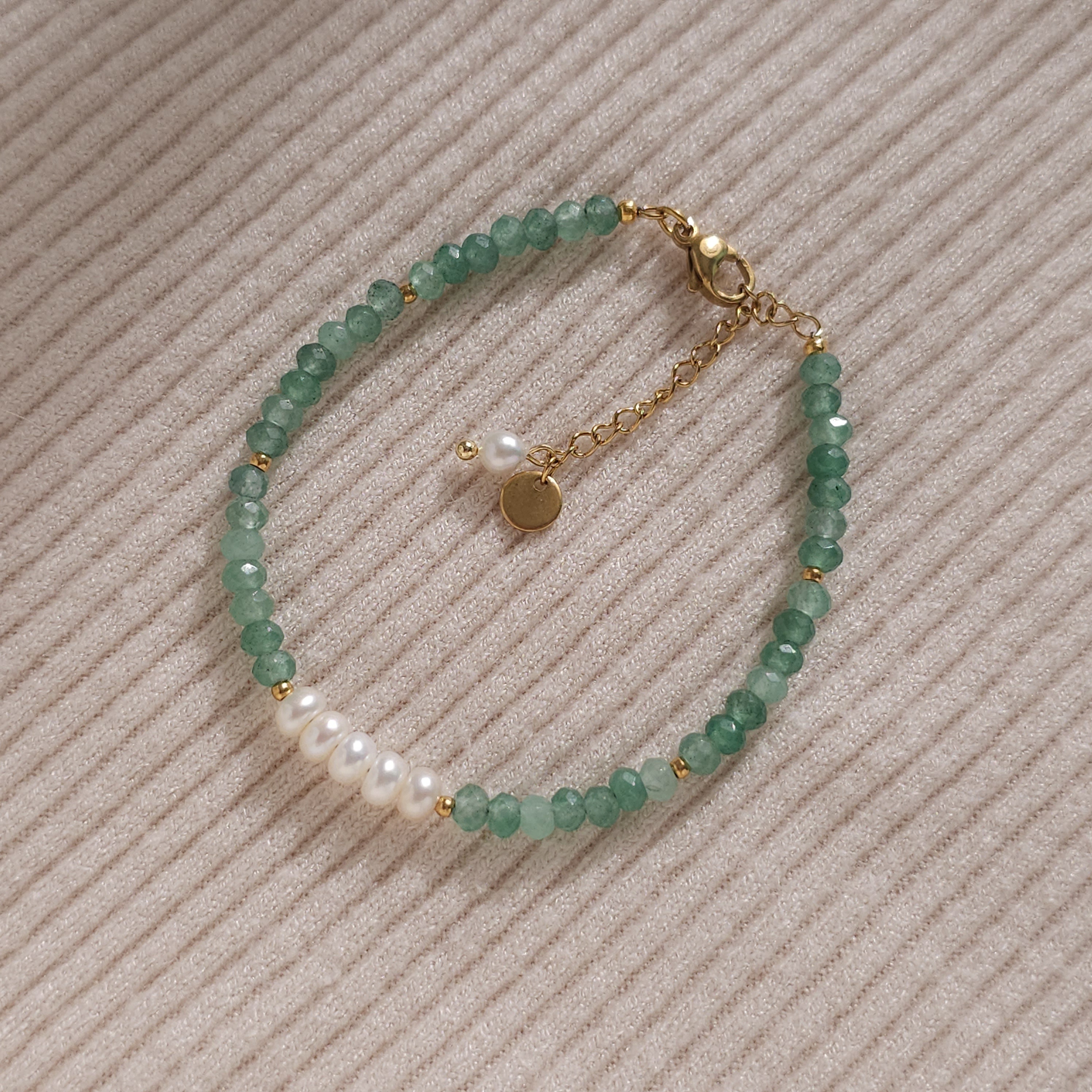 gemstone. 워터리 그린 제이드&담수진주 팔찌 | 아이디어스