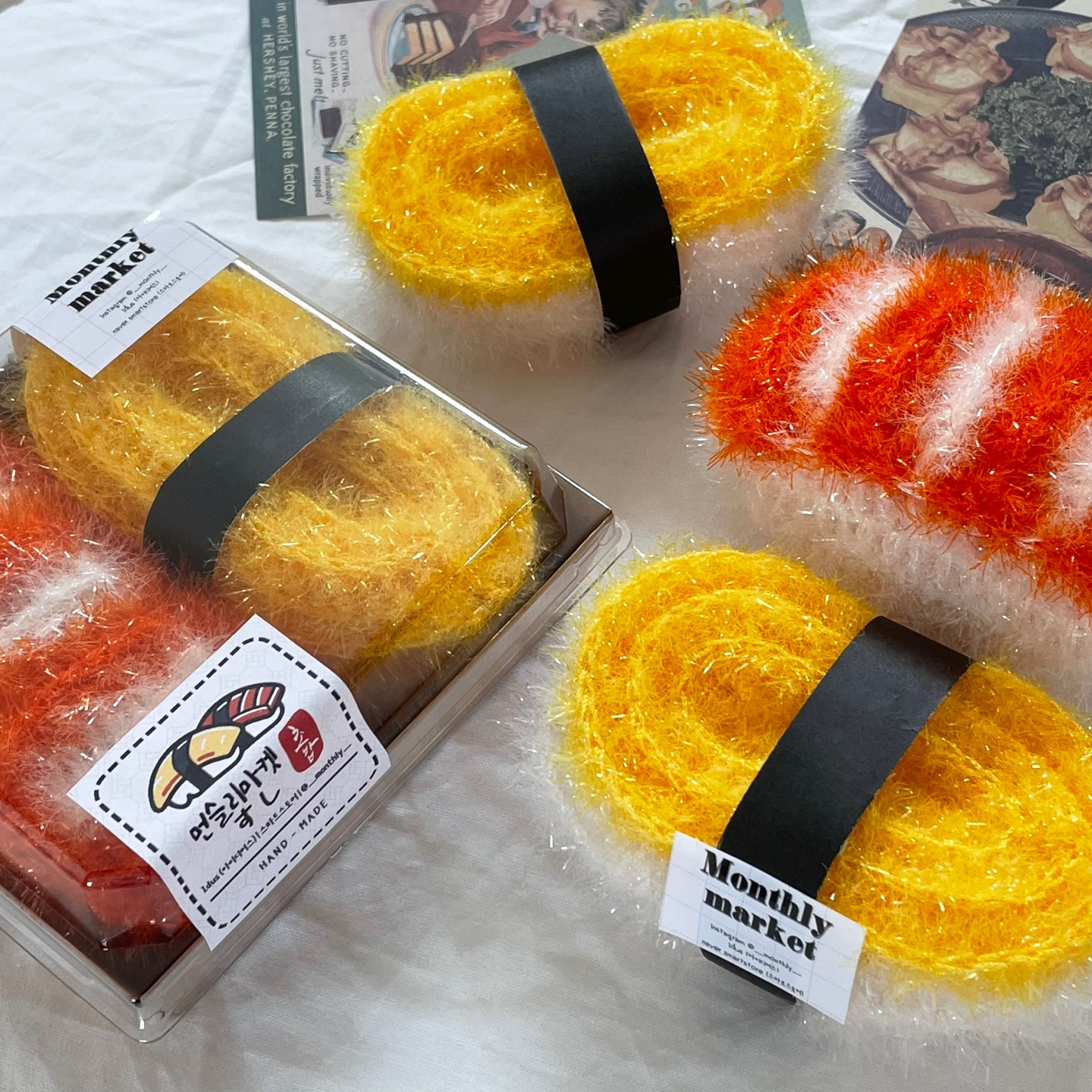 세트할인] 계란 초밥 연어 초밥 스시 수세미🍣❤️ | 아이디어스