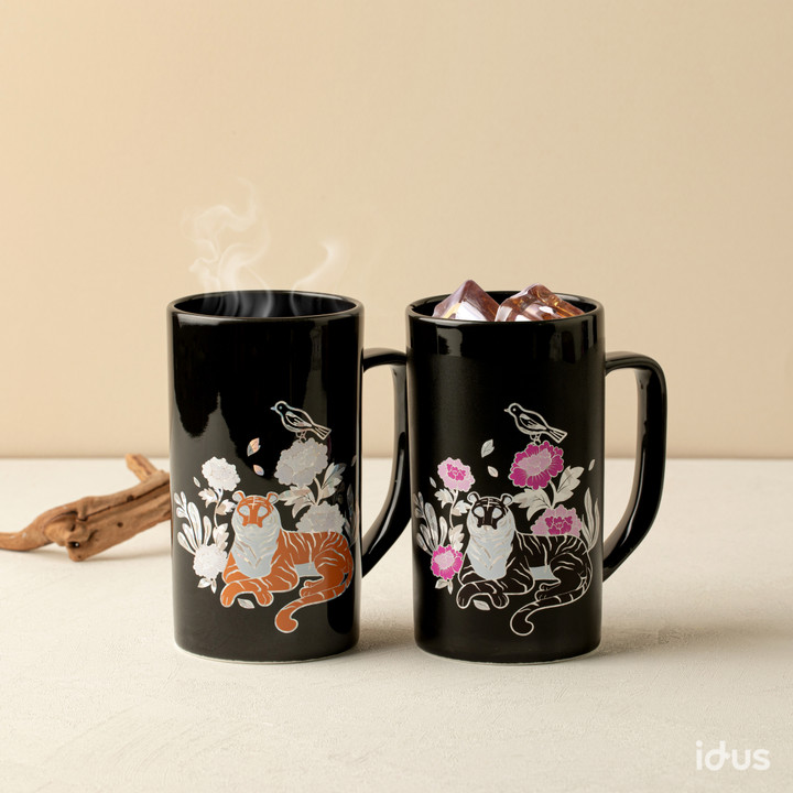 Lucky Magpie & Tiger Magic Color Changing Mother-of-Pearl Mug 500ml 1p