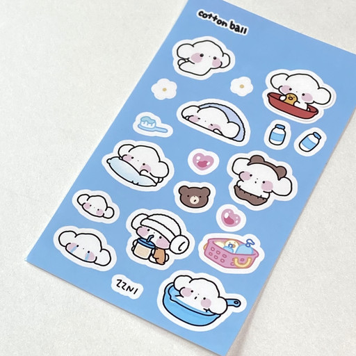 [쯔니] cotton ball 솜뭉찍씰스티커(유테) 아이디어스