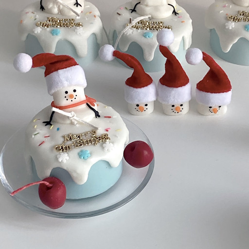 (🔥주문폭주🔥) 산타 마쉬멜로우 케이크캔들 🎅🏻 아이디어스 핸드메이드, 수공예, 수제 먹거리