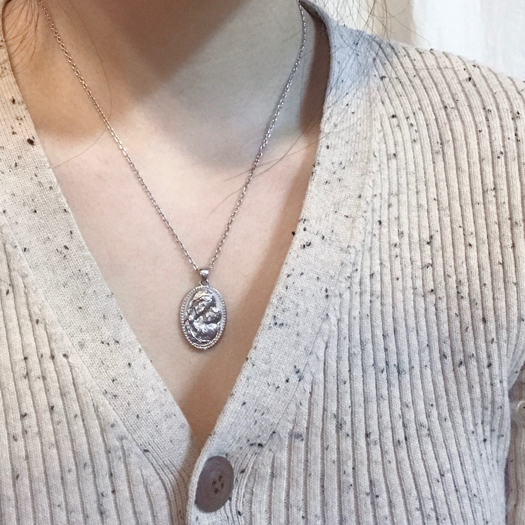 실버925 성모마리아 코인 목걸이 | 아이디어스