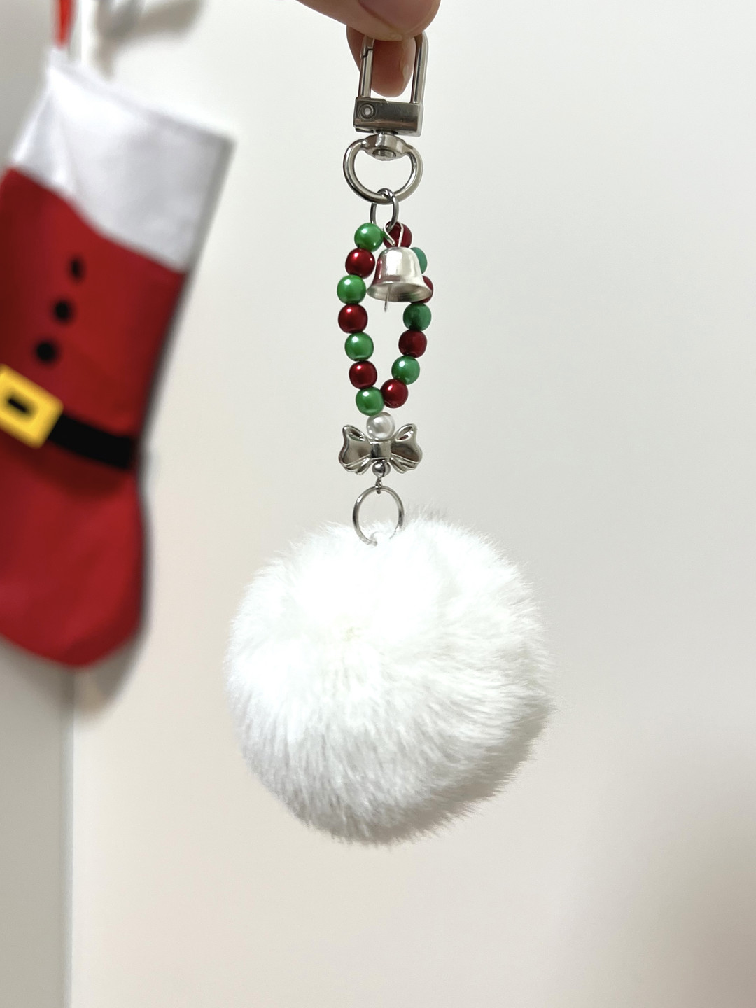 Snowball Rabbit Keyringdoll Christmas snowball keyring | idus