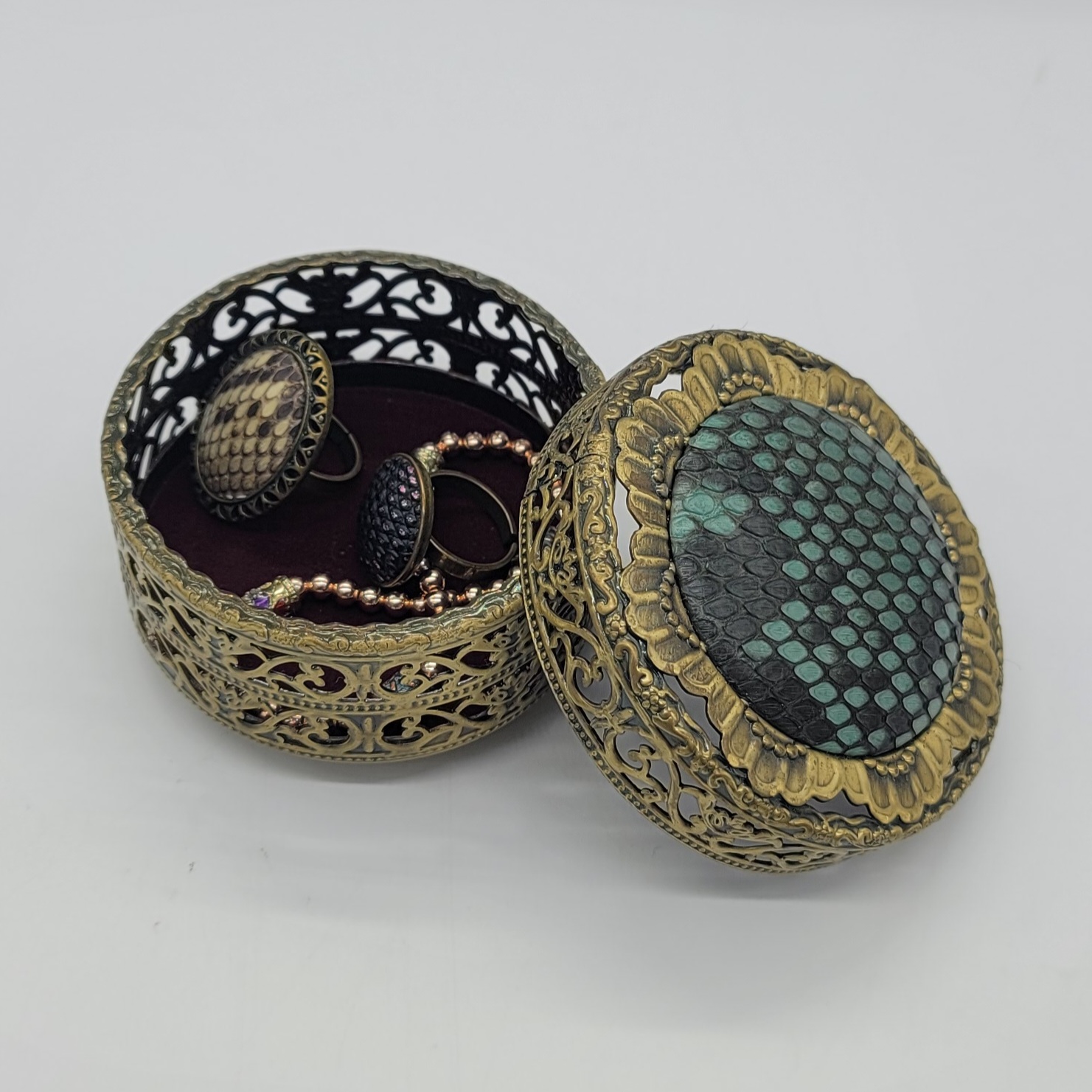 선물 파이톤 엔틱보석함 악세사리 케이스 다용도 보관함 | 아이디어스