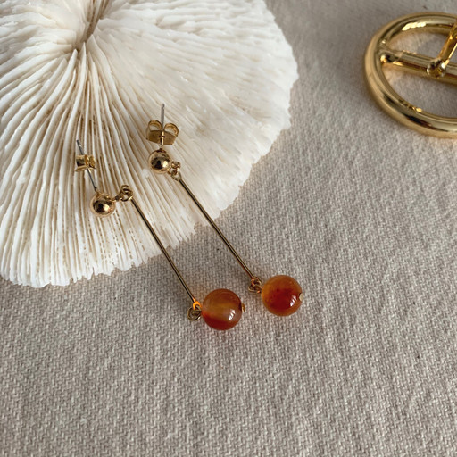 🍊orange ball earrings 아이디어스 핸드메이드, 수공예, 수제 먹거리