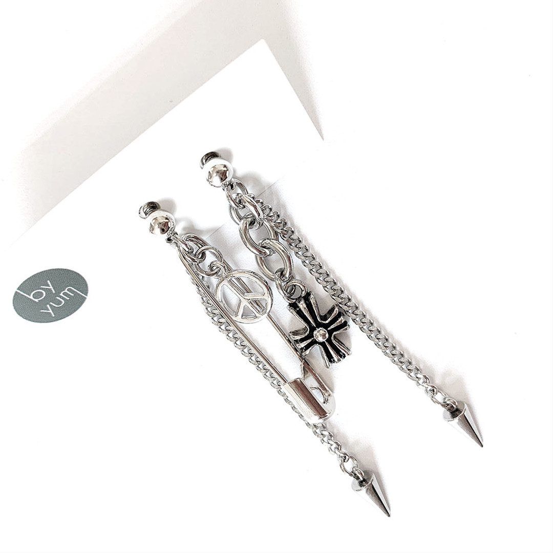 Clothespin Stud Cross Earrings(kpop earrings 'hasungwoon' wear)