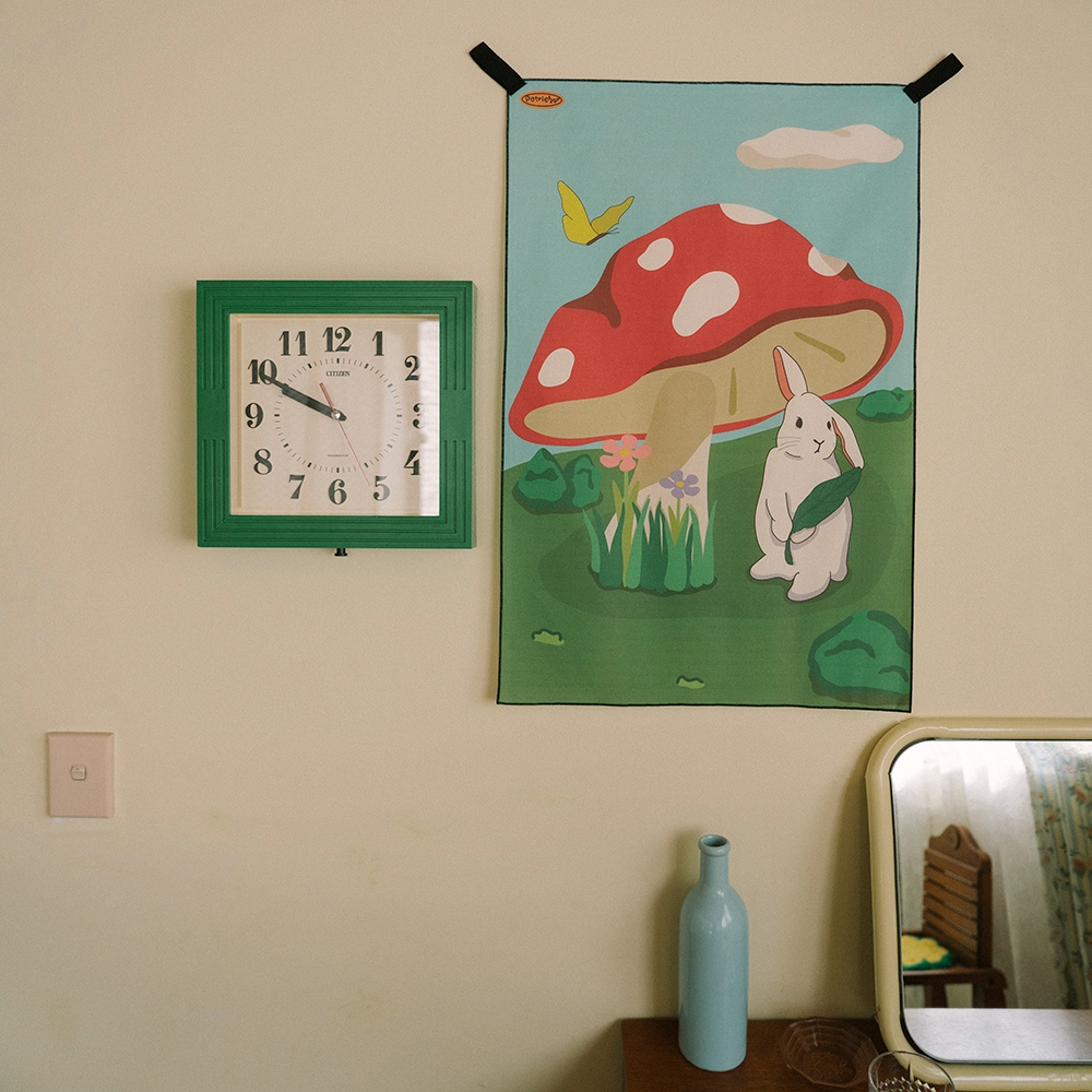 Mushroom Rabbit Illustration Fabric Poster | idus