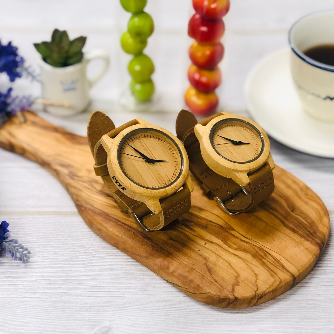 Free imprint Initial Engraving Bamboo Wood Watch