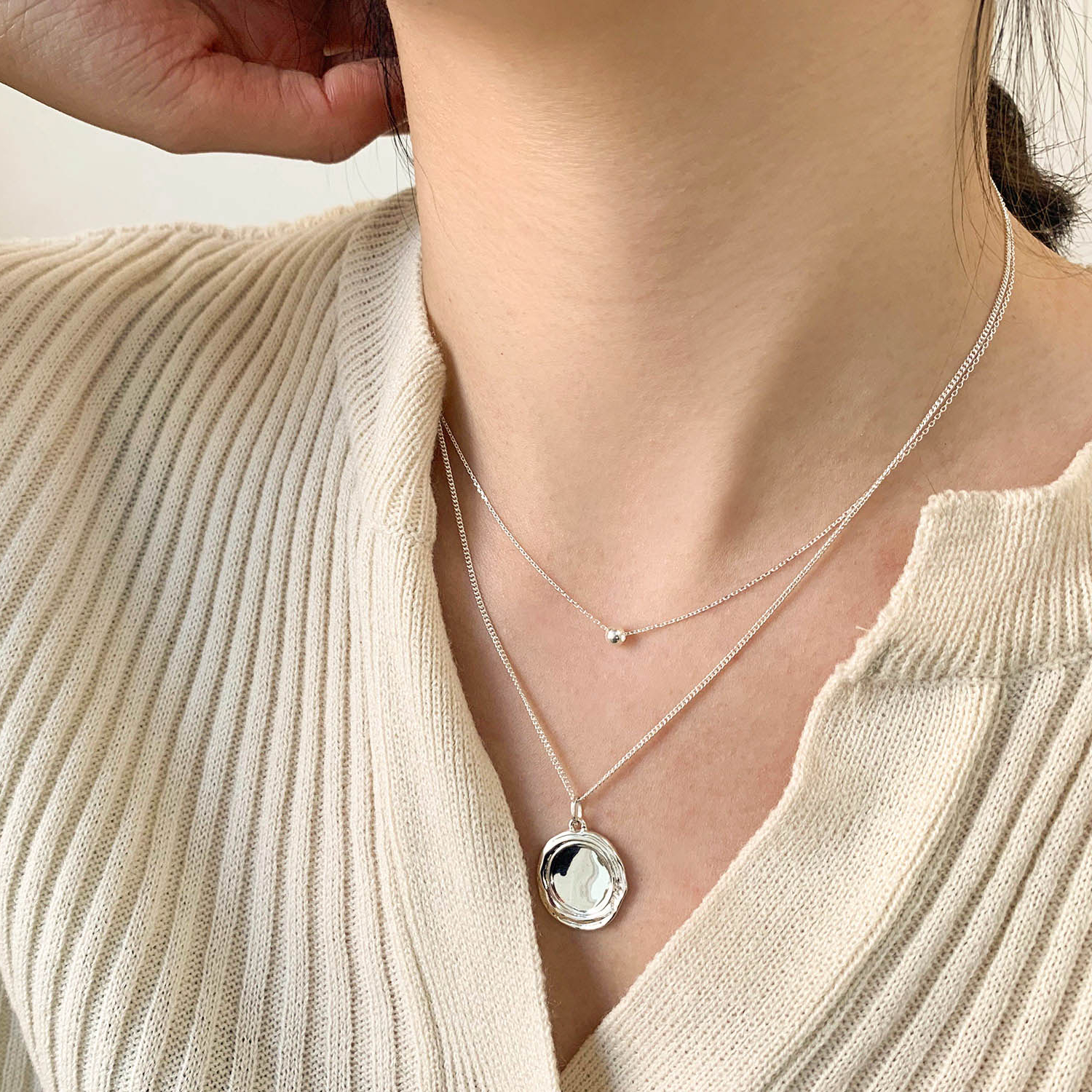 무배] 앤틱코인 두줄 세트 실버볼 목걸이 | 아이디어스