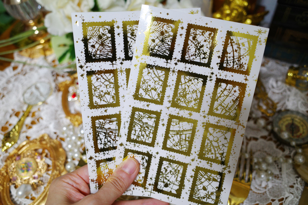 Gold Foil Space Stamp Sticker Set (2 pieces) | idus