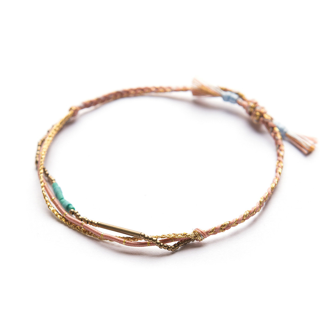 Harmony 1 Pink.02 / handmade thread wish bracelet