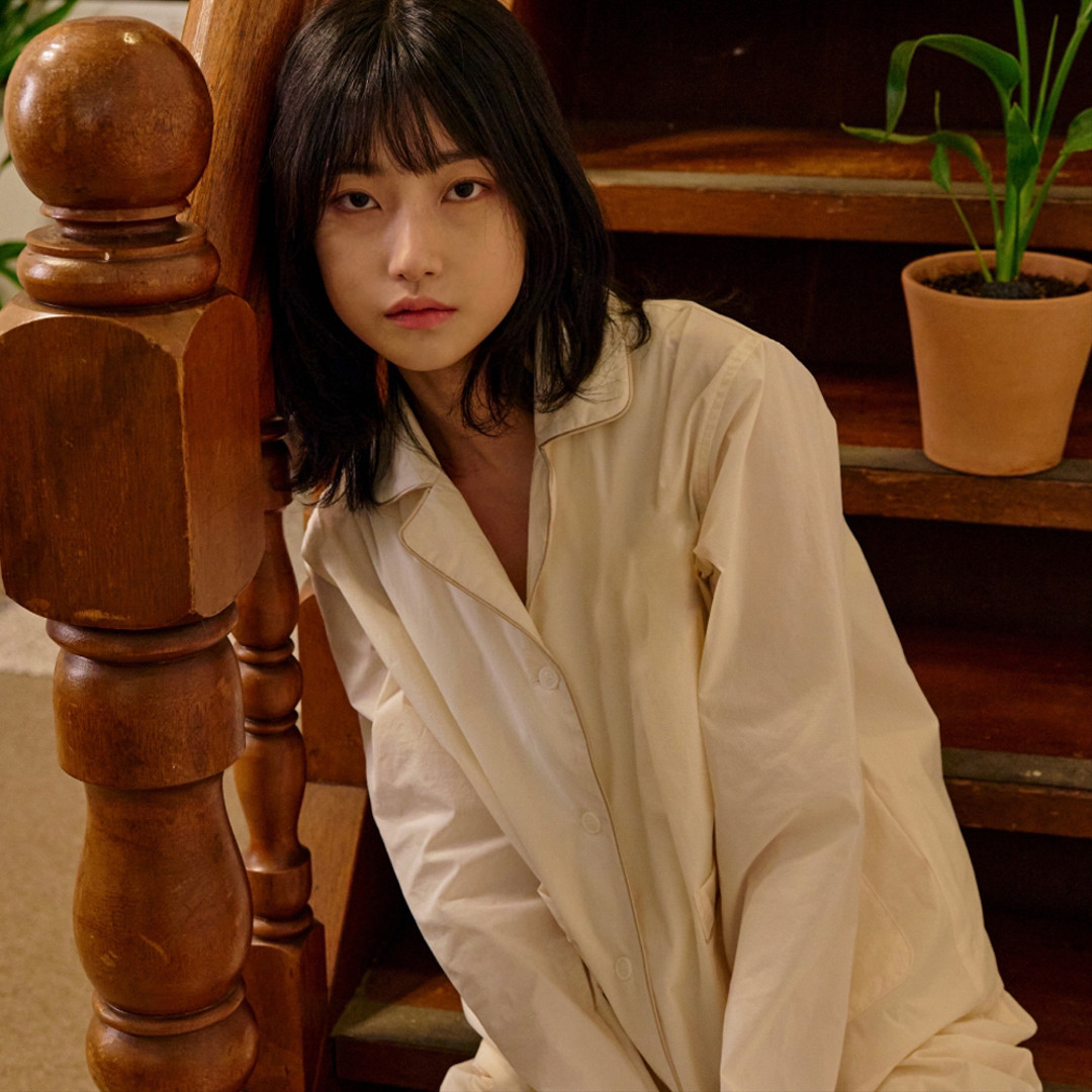 Organic Cotton Long Sleeve Pajama Ivory L Banding Pillow Case SET