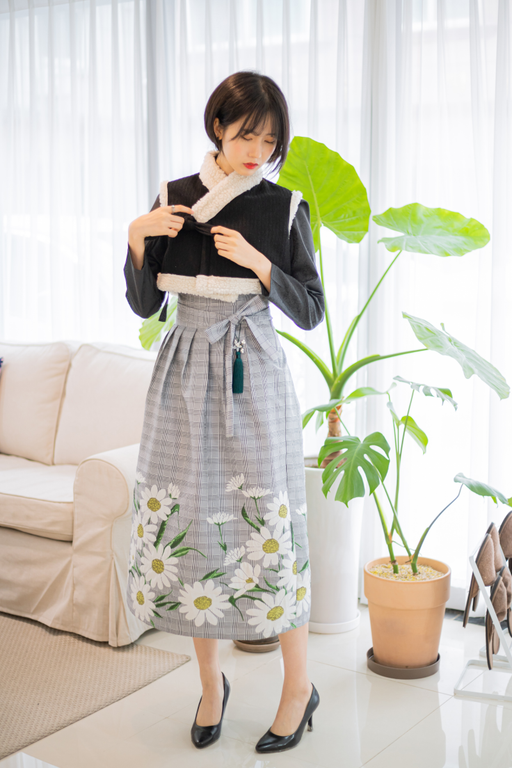 꽃가람 체크 쟈가드 롱치마 생활한복 | 아이디어스 꽃가람 체크 쟈가드 롱치마 생활한복