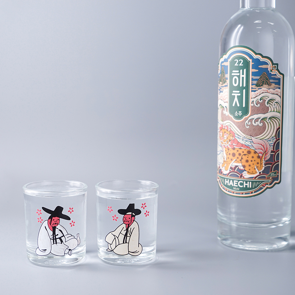 Kim Hong-do Color-Changing Soju Glass & Beer Glass 4p Gift Set