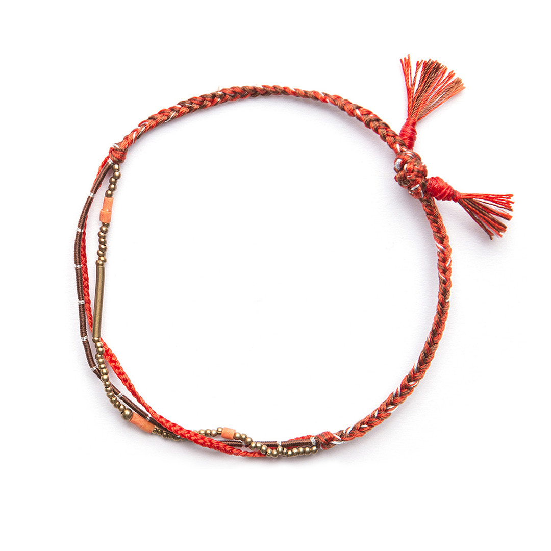 Harmony 1 Brown / handmade gemstone thread wish bracelet