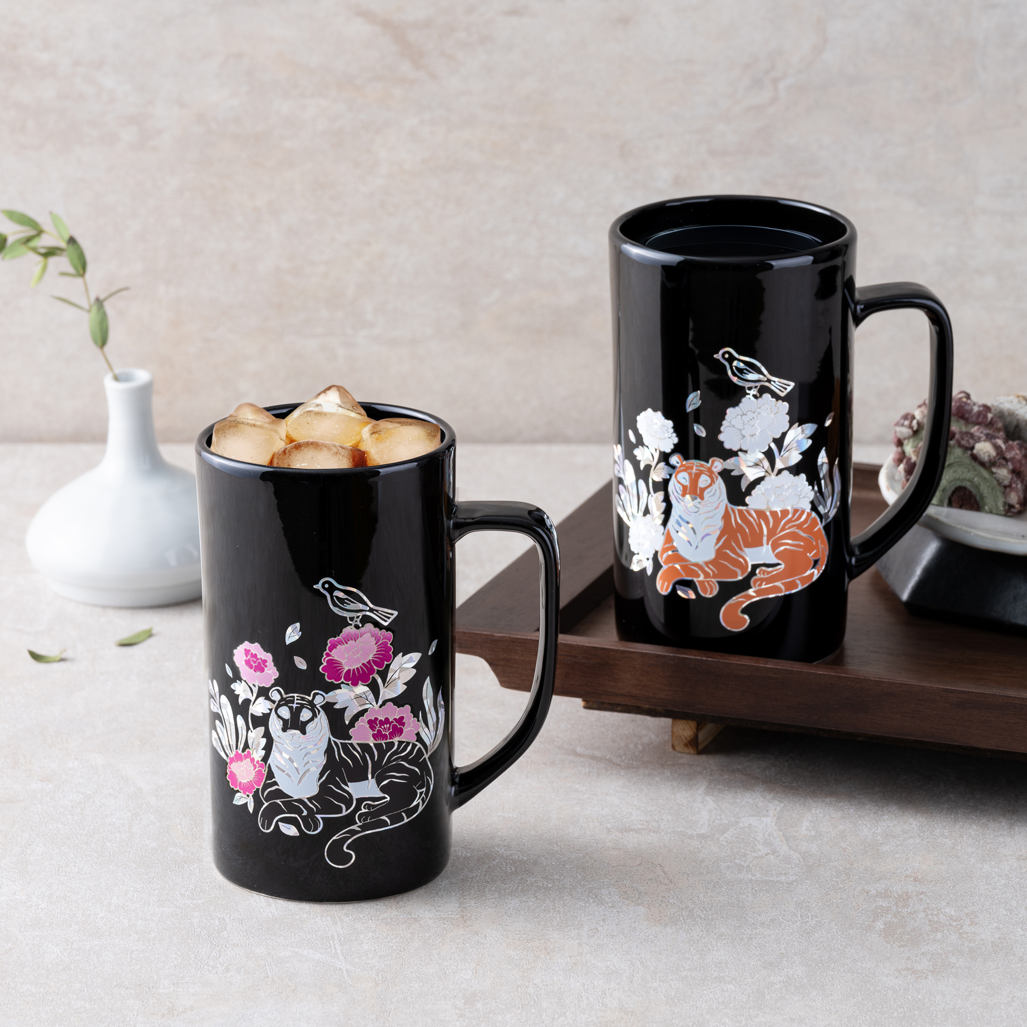 Lucky Magpie & Tiger Magic Color Changing Mother-of-Pearl Mug 500ml 1p