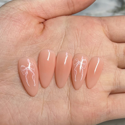 ✨여리끝판왕✨ 누드 치크 리본네일 | 아이디어스 ✨여리끝판왕✨ 누드 치크 리본네일 