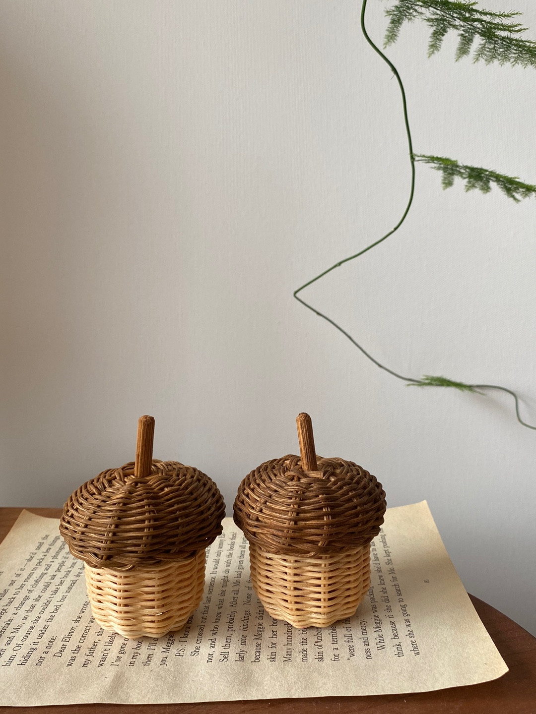 rattan acorn basket