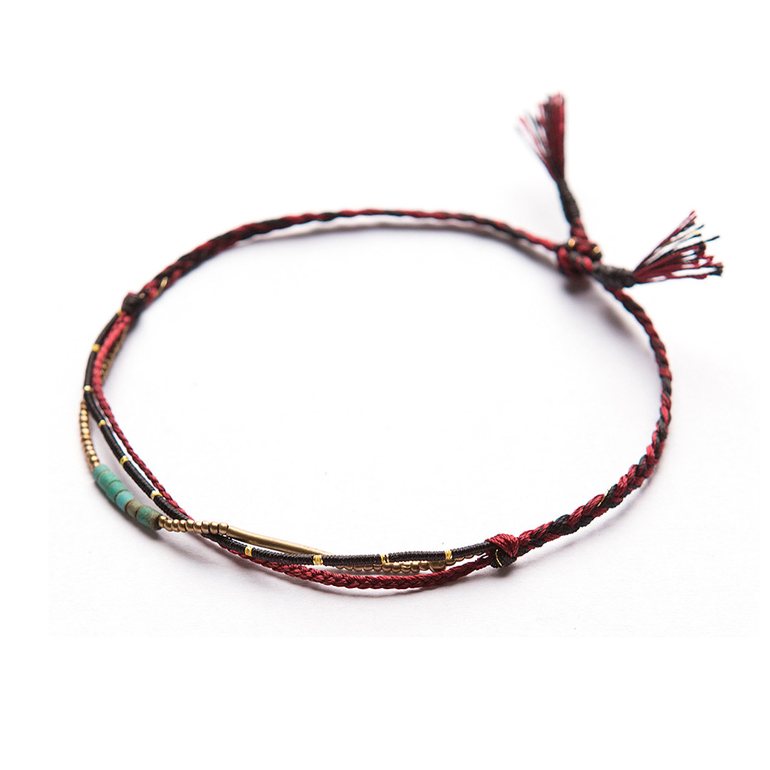 Harmony 1 Black / handmade gemstone thread wish bracelet
