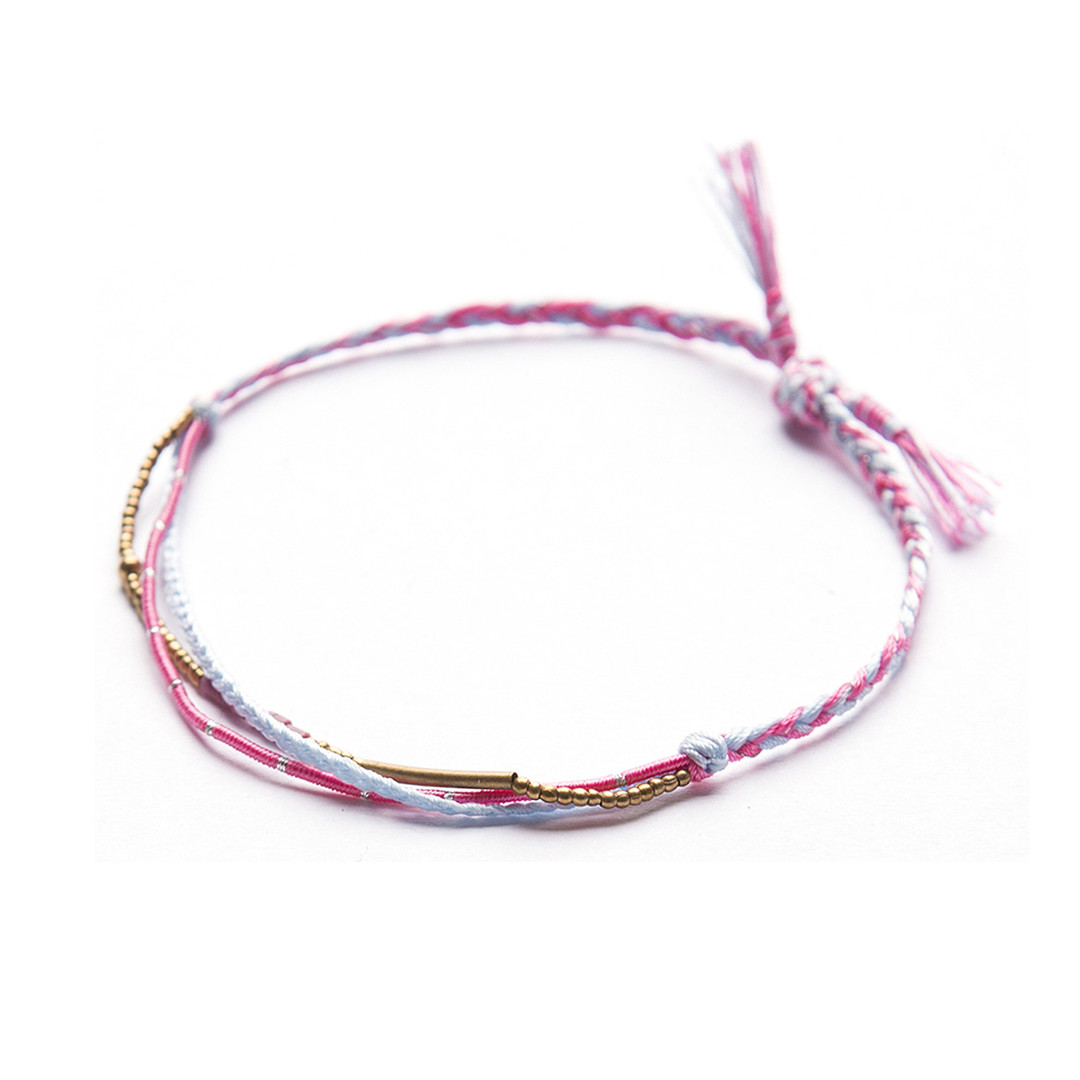 Harmony 1 Pink.01 / handmade thread wish bracelet